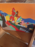 
													Tableau coloré paysage arbres sur toile
												