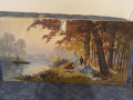 
													Peinture paysage avec personnages dans un parc
												
