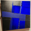 
													Tableau abstrait bleu et noir de Jacques Pouchain 80x80
												