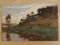 
													Peinture sur papier de Pierre Eugène Montezin, paysage paisible
												