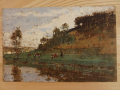 
													Peinture sur papier de Pierre Eugène Montezin, paysage paisible
												