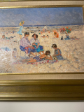 
													Peinture sur toile : Scène de plage à l'huile
												