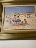 
													Peinture sur toile : Scène de plage à l'huile
												