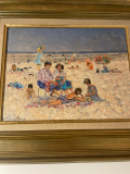 
													Peinture sur toile : Scène de plage à l'huile
												