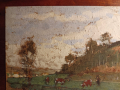
													Peinture sur papier de Pierre Eugène Montezin, paysage paisible
												