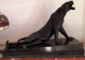 
													Bronze Panthère Noire L. Carvin signé, sculpture
												