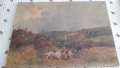 
													Tableau ancien paysage et chiens signé G. Fauvel
												