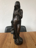 
													Bronze d'Alexandre Falguière, 38 cm, sculpture féminine
												