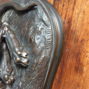 Chienne et ses 3 chiots - Bronze - Charles Valton