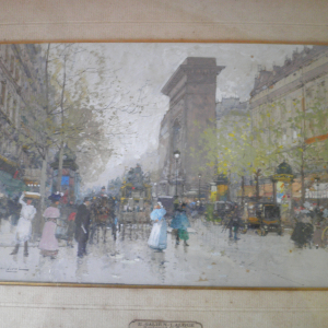 place de la republique sous la neige peinture huile sur carton