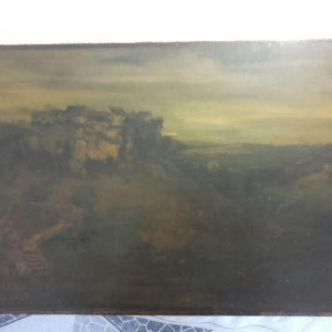 Le Château D'Ornans  signé G. Courbet en rouge à dr en bas