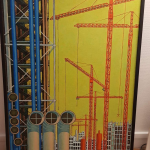 Pierre Charbonnier, huile sur toile : "Beaubourg 2" 1977 (146 x 89 x 3)