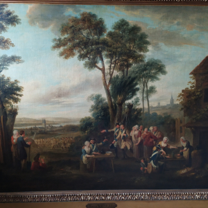 WATTEAU LOUIS JOSEPH départ des soldats d'un village