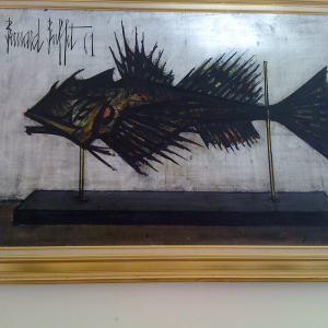 Bernard Buffet Poisson naturalise Peinture de 1961