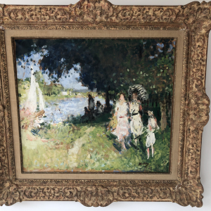 Peinture  de Montesin " Au bord de la Seine"