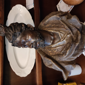 BUSTE TERRE CUITE POLYCHROME NOIR  SIGNE F.GOLDSCHEIDER