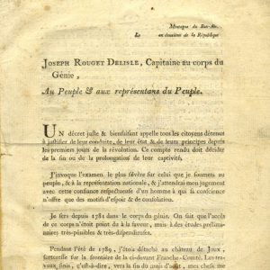 Joseph Rouget Delisle au Peuple et aux représentans du Peuple