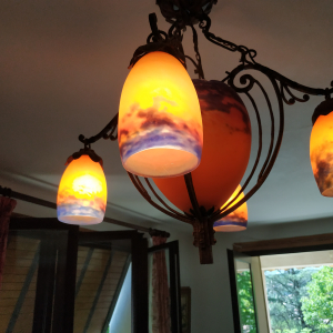 Lustre 4 tulipes signé Muller Frères