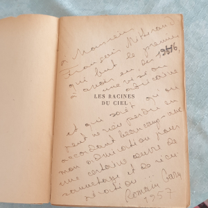 Livre Les racine du ciel de Romain Gary dédicacé