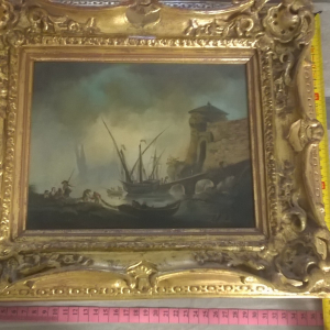 Charles Fraçois LACROIX de Marseille - Scène de marine sur toile - XVIIIe
