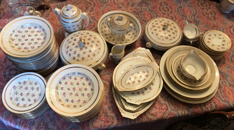 
															Service de table 59 pièces porcelaine Émile Gallé
														