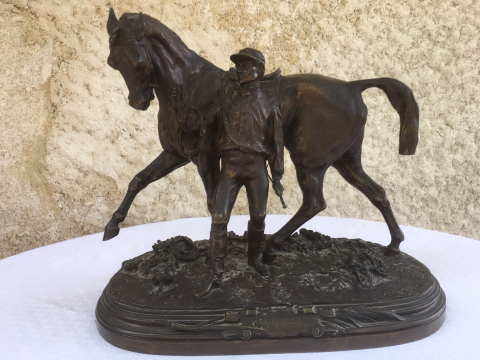 
															Bronze cheval "Vainqueur !!!" de P.J. Mêne
														