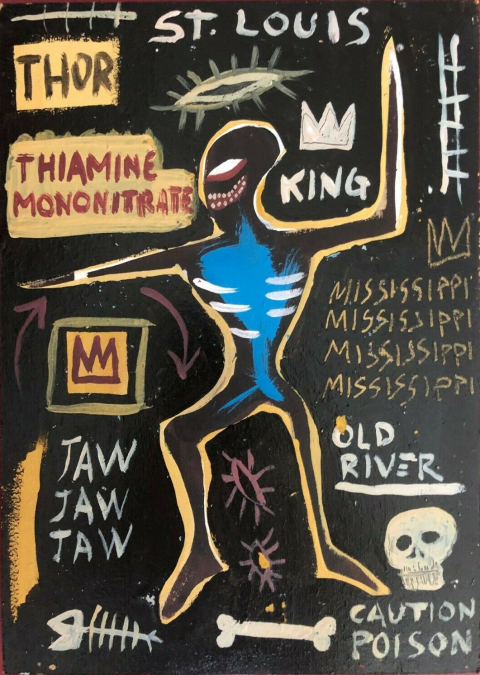 
															Jean-michel Basquia huile sur panneau signé au dos
														