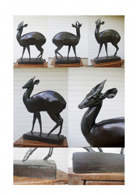 
															Alfred-Auguste JANNIOT 1889-1969  " Antilope "  1930 Épreuve en bronze à patine brune
														