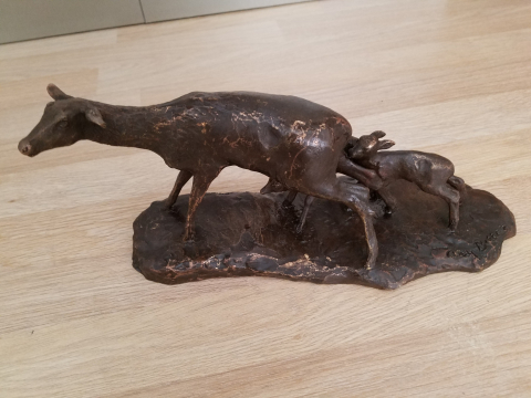 
															Ary Jean Léon Amer (1883-1973) Biche et ses petits
														