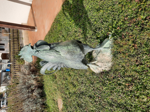 
															Coq en bronze des tiné au monument aux morts
														