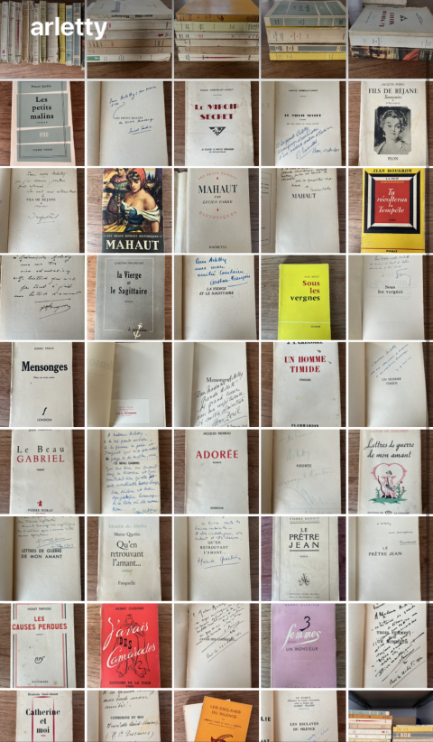 
															19 livres dédicacés et envoyés par les auteurs à Arletty
														